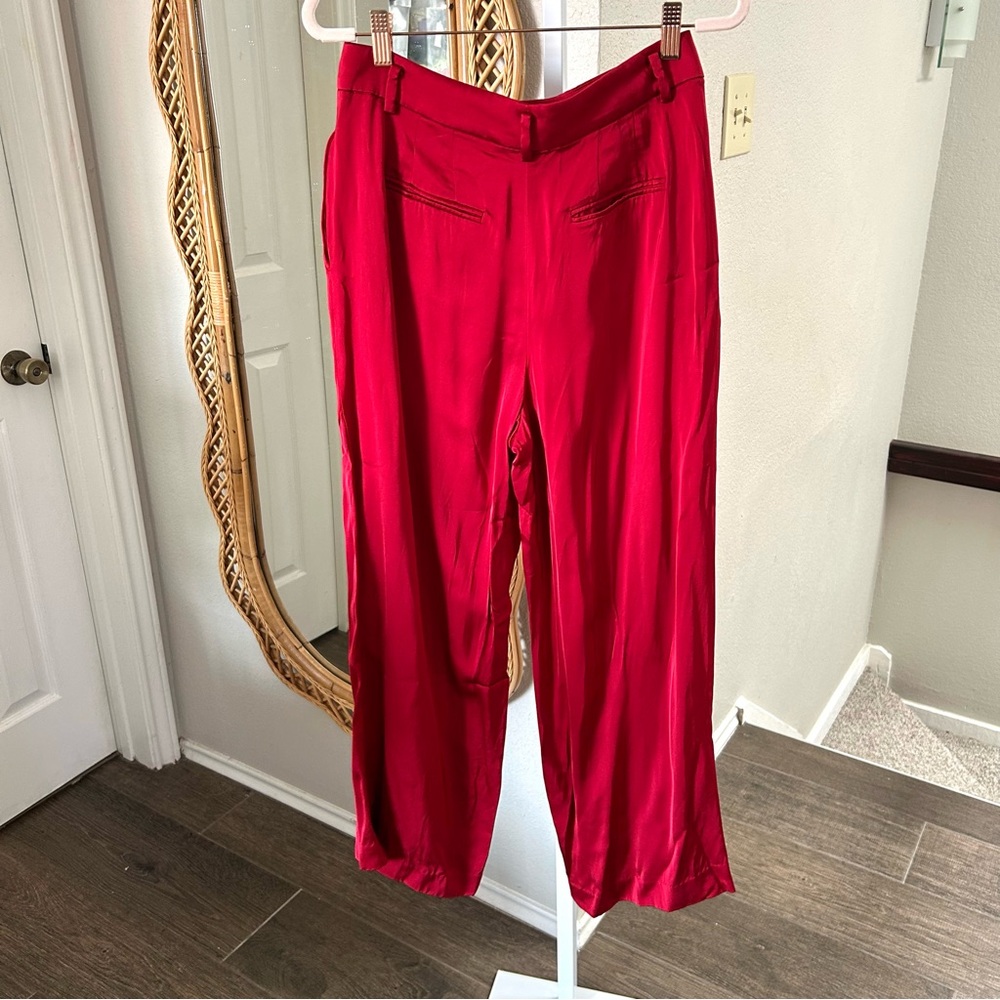Ann Taylor / The Dramatic Wide Leg Satin Red Pants - Picture 6 of 7